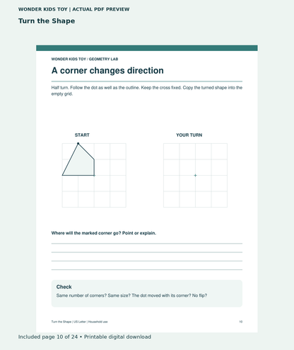 Turn the Shape: actual included PDF page 10 of 24, readable interior preview