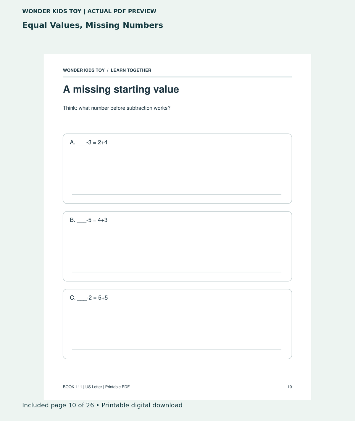 Equal Values, Missing Numbers: actual included PDF page 10 of 26, readable interior preview