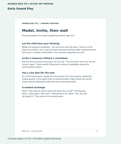 Early Sound Play: actual included PDF page 5 of 20, readable interior preview