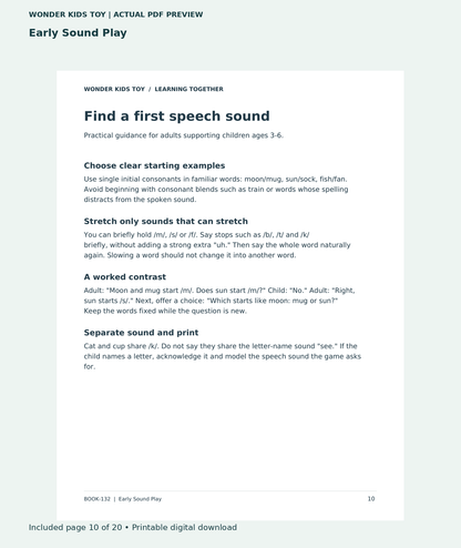 Early Sound Play: actual included PDF page 10 of 20, readable interior preview