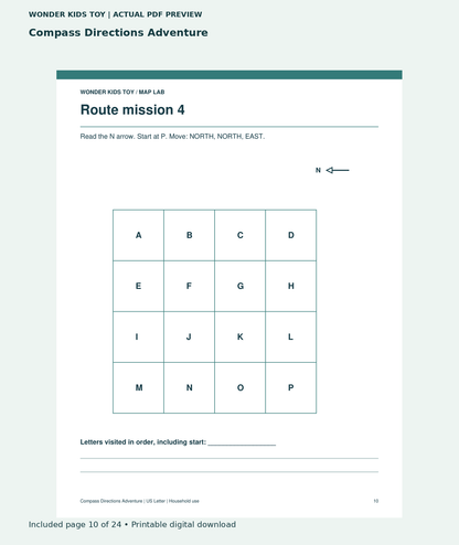 Compass Directions Adventure: actual included PDF page 10 of 24, readable interior preview