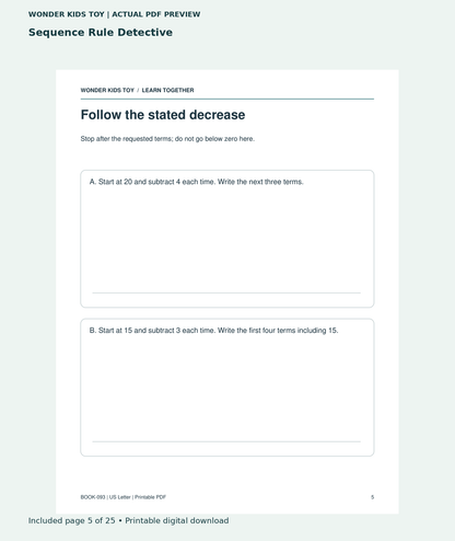 Sequence Rule Detective: actual included PDF page 5 of 25, readable interior preview