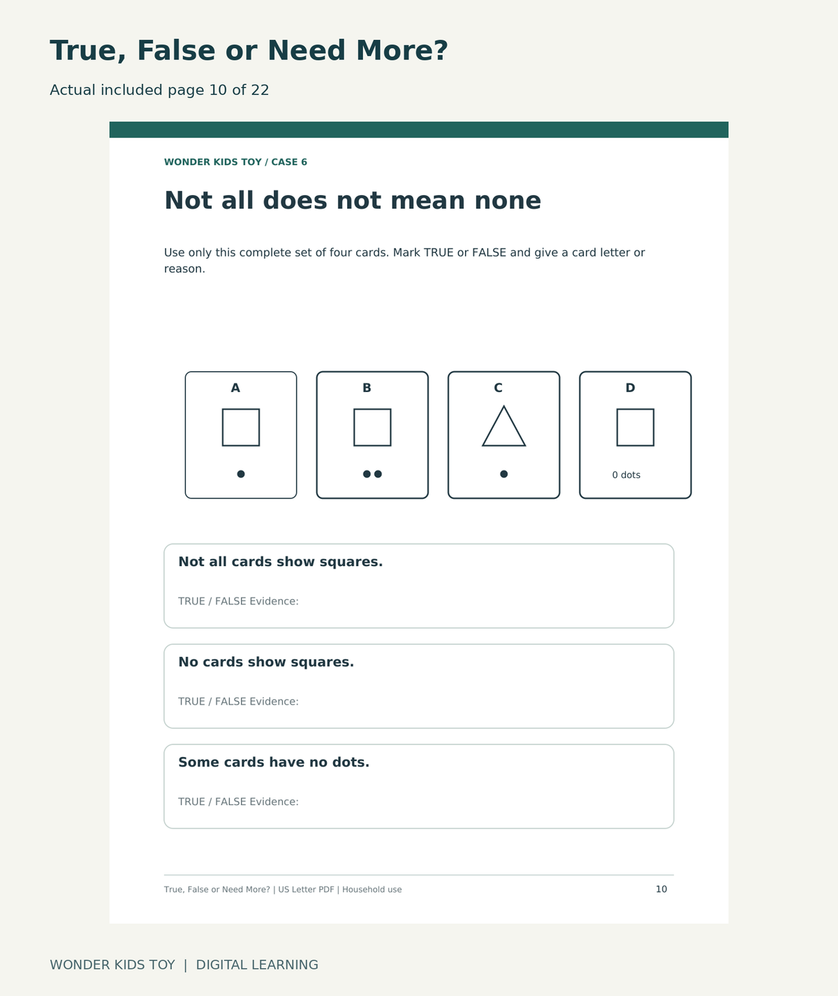 True, False or Need More?: actual included PDF page 10 of 22, readable interior preview