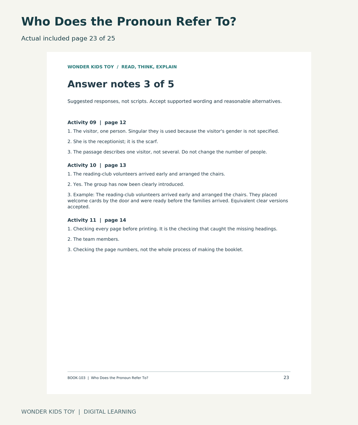 Who Does the Pronoun Refer To?: actual included PDF page 23 of 25, readable interior preview