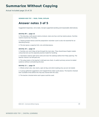 Summarize Without Copying: actual included PDF page 23 of 25, readable interior preview
