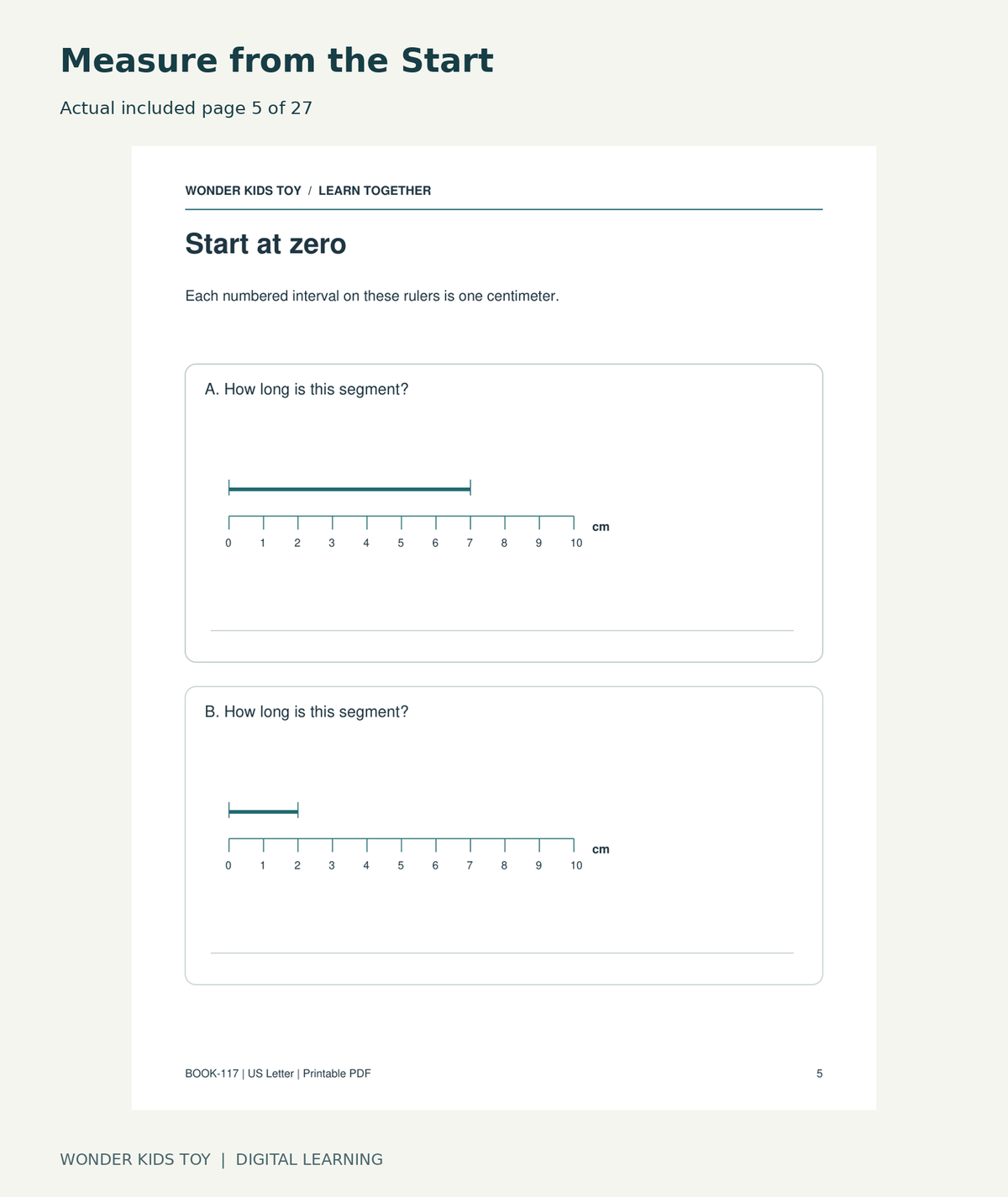Measure from the Start: actual included PDF page 5 of 27, readable interior preview