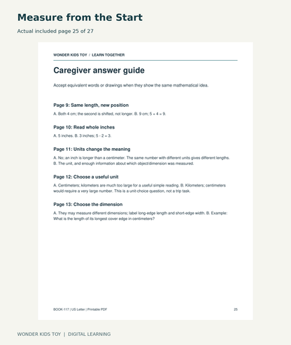Measure from the Start: actual included PDF page 25 of 27, readable interior preview