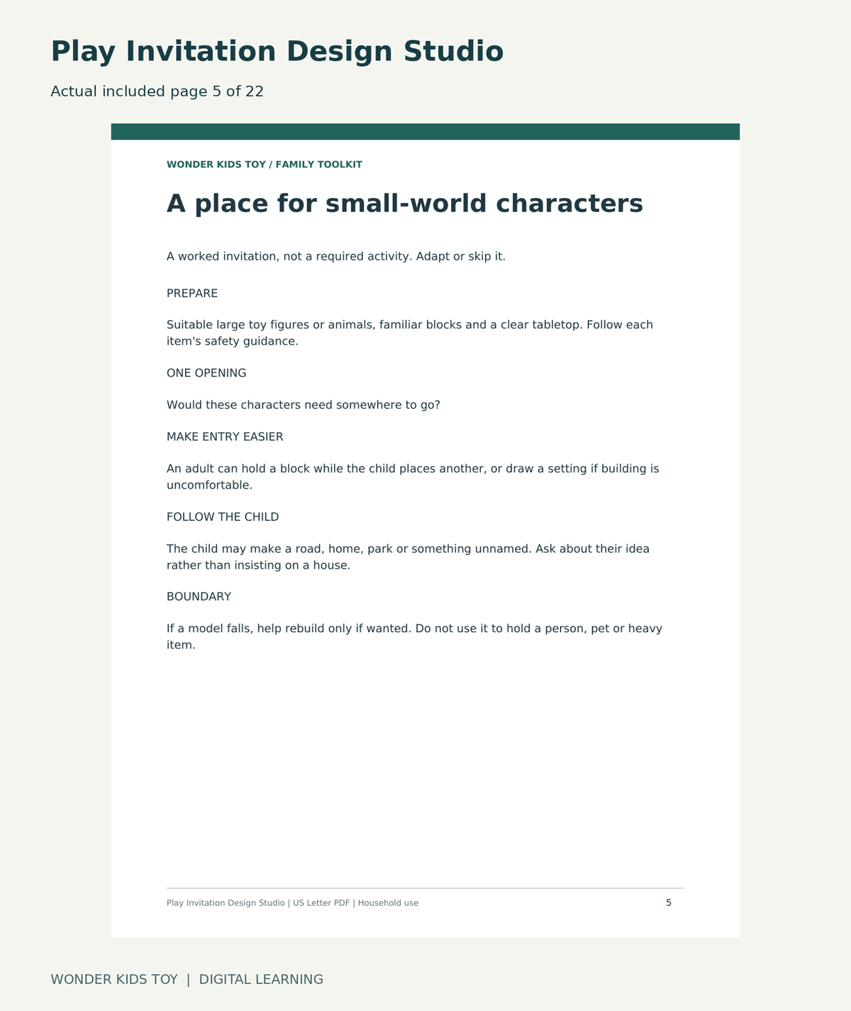 Play Invitation Design Studio: actual included PDF page 5 of 22, readable interior preview