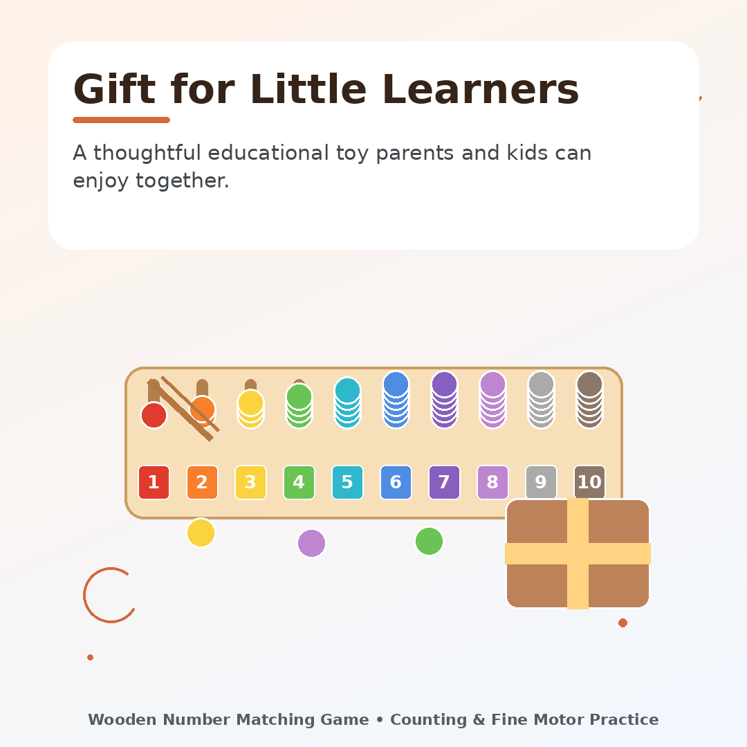 Wooden number matching game as a thoughtful educational gift for little learners who enjoy counting and hands-on play