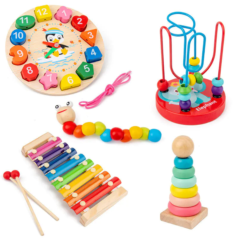 Melody & Time: Wooden Xylophone Clock Toy Set for Early Education! 🎶⏰