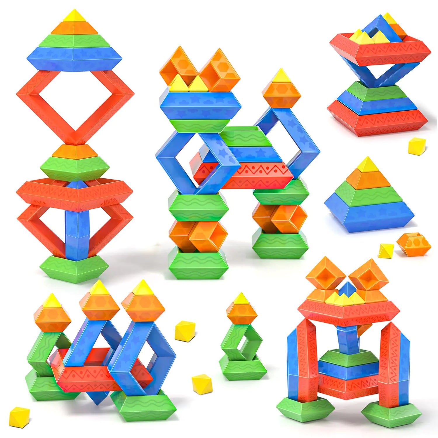 Pyramid Stacking Building Blocks – 45-Piece STEM Toddler Toy 45 PCS